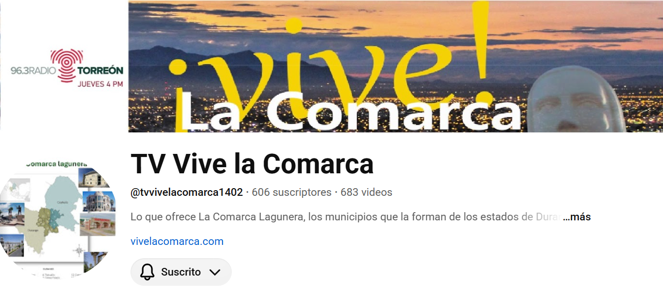 Cana lde Youtube de Vive la Comarca