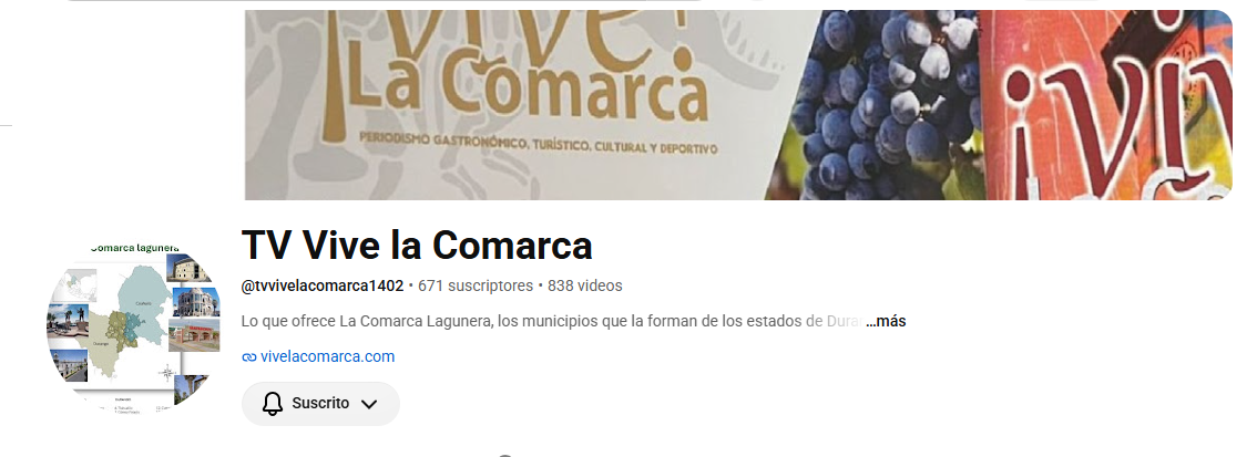 Cana lde Youtube de Vive la Comarca
